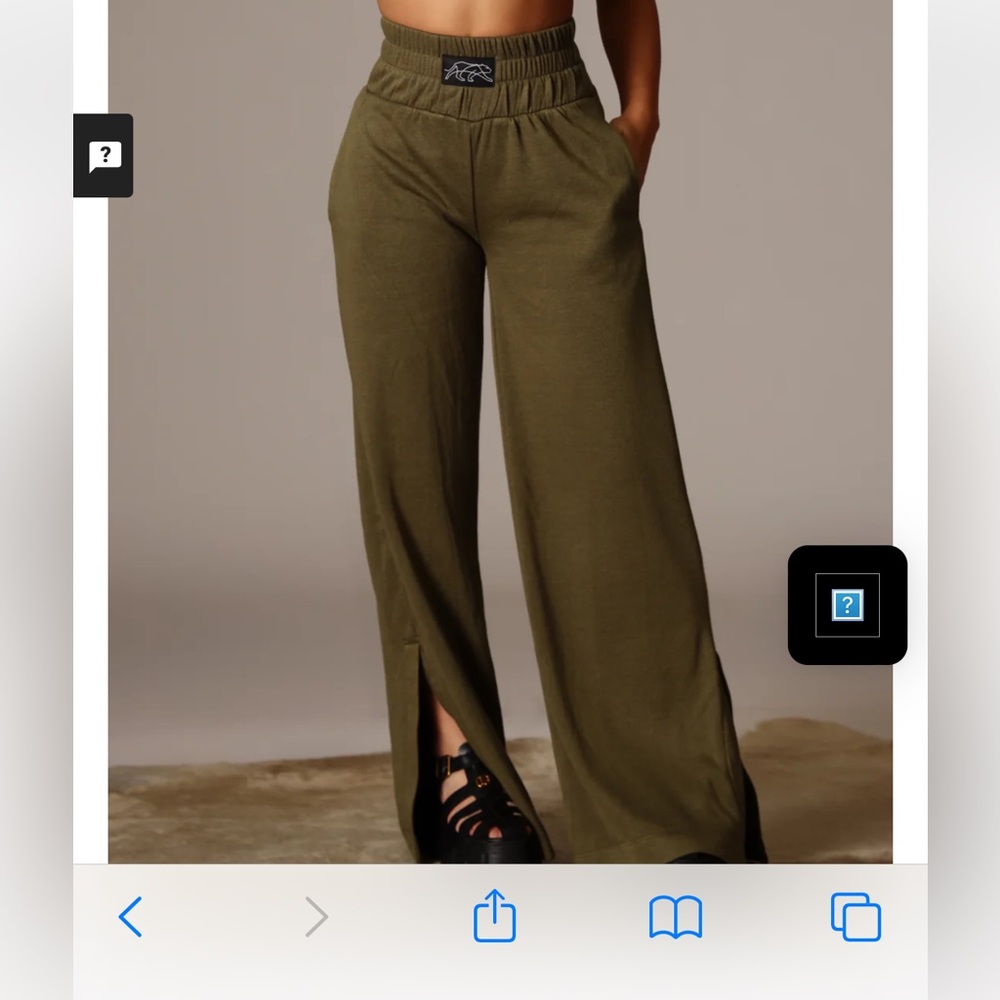 Tiger Friday Wide Leg Olive Green Pants